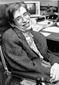 British theoretical physicist Stephen Hawking. He is well known for his work on black holes and his popular book ‘A Brief History of Time’.